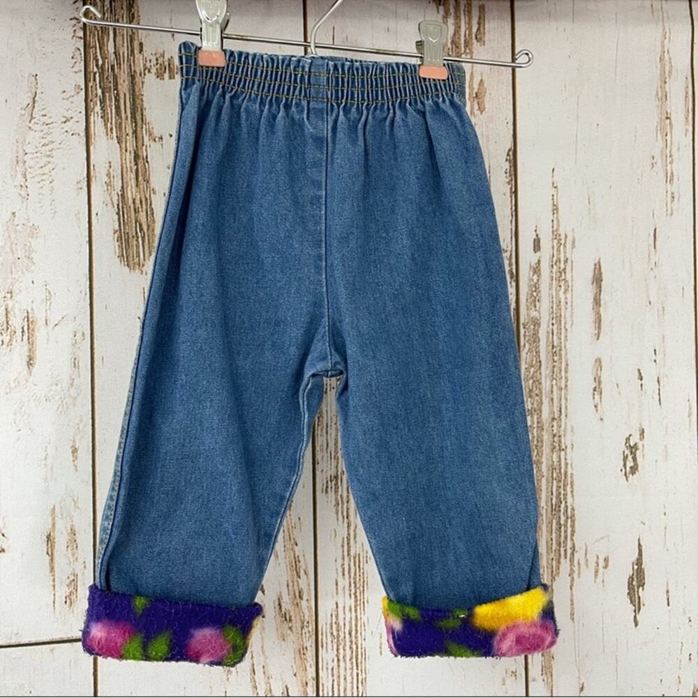 Vintage Kids 12M Jeans, Elastic Waist, Fleece hem cuff. In excellent condition!